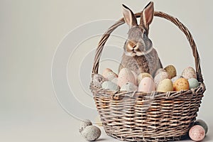 Happy easter orange bunny Eggs Happy Basket. White palm sunday Bunny cuddly. sprightly background wallpaper photo