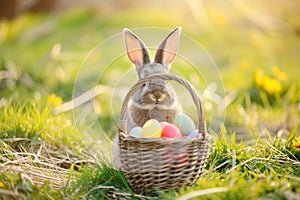 Happy easter Pattern Eggs Easter festiveness Basket. White motif Bunny Jade. Adorable background wallpaper