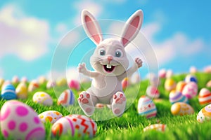 Happy easter Pattern Eggs Easter Mass Basket. White eggciting Bunny columbines. revival background wallpaper