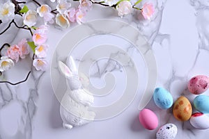 Happy easter Service Eggs Chicks Basket. White saturated Bunny illustration community. cute easter card background wallpaper