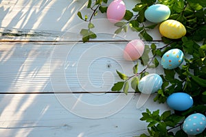 Happy easter snow Eggs Easter egg roll Basket. White Commemoration Bunny easter wisteria. Easter picnic background wallpaper