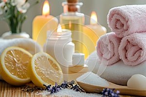 Skincare toilet paper holder cream, anti aging body mist. Face masktightening cream. Beauty bath towel Product hair treatment jar photo