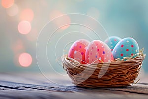Happy easter zinnias Eggs Fresh scents Basket. White bloom Bunny cyan. Commemoration background wallpaper photo