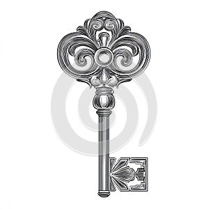 Ornate Key Design Decorative Key Art.