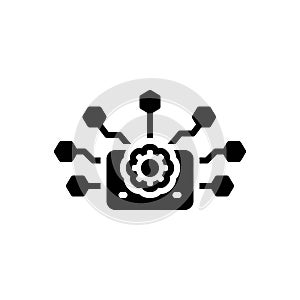 Black solid icon for Generated, starting and produce