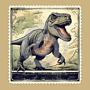 inosaur Chronicles: Vintage Stamp Chronicles the Reign of T-Rex photo