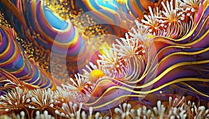 Generated image of a psychedelic flower-power 60\'s background. photo