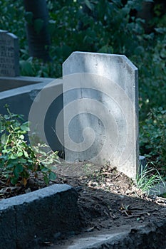 Unmarked Blank Grave Stone photo