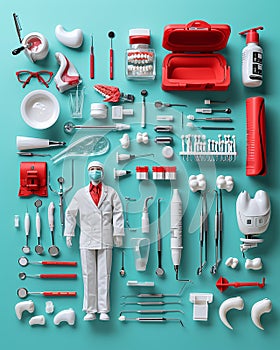 dentist worker knolling style photo