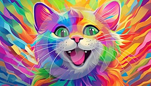 the colorful funny cat background photo