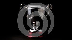 Prestigious Silver Trophy with Red Base on Elegant Black Background photo