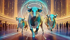 Golden bull run photo