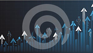Financial blue chart background. Financial blue chart stat background and arrows