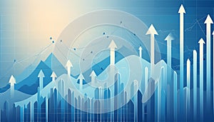 Financial blue chart background. Financial blue chart stat background and arrows