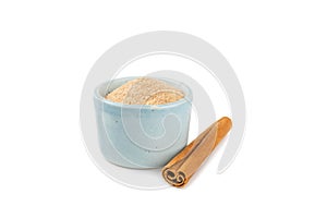Cinnamon sugar isolated on white background.