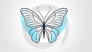 Butterfly with blue and black line effect. Butterfly insect effect line illustration photo