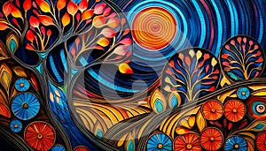 An artistic concept sketch for a 3D studio artwork of a landscape setting