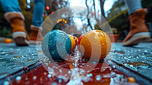 conceptual image of a close up shot of bocce balls