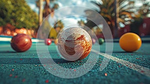 conceptual image of a close up shot of bocce balls