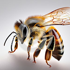Bee on a white background. 3d rendering. Computer digital drawing..