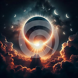 The moon covers the sun in a beautiful solar eclipse