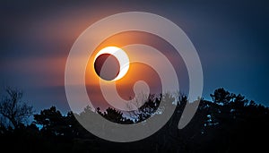 The moon covers the sun in a beautiful solar eclipse