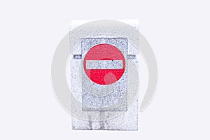 Do Not Enter or no entry sign made of grey marble or tile. Isolated on white background.