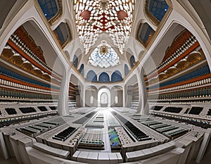 3D CG rendering of Inside the mosque. High resolution image.