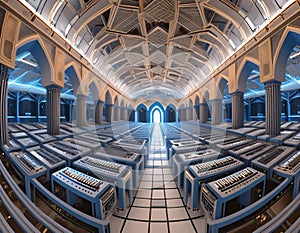 3D CG rendering of Inside the mosque. High resolution image.