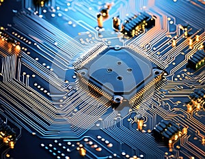 Close-up of electronic circuit board. Technology and electronics background.