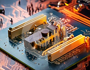 Close-up of electronic circuit board. Technology and electronics background.