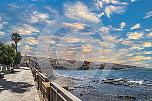 View along the fortified medieval walls of the city of Alghero, Sardinia, Italy photo