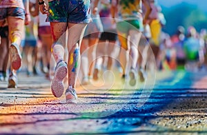 People participating in a color run