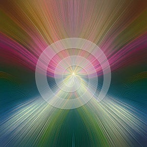 A prism burst of rainbow colored light beams on a black background