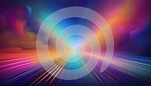 A prism burst of rainbow colored light beams on a black background