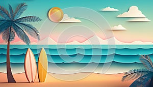 Tropical beach sunset. Tropical exotic beach sunset background
