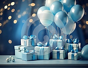 Babyshower Gifts on a table with balloons