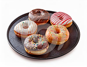 Donuts collection isolated on white background.