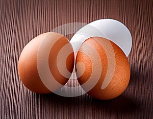 White and brown hen egg