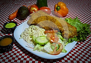 Breaded beef cut dish