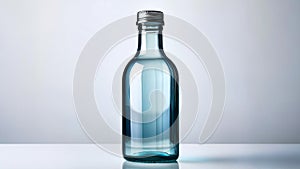 Blue Glass Bottle Isolated on White Background.