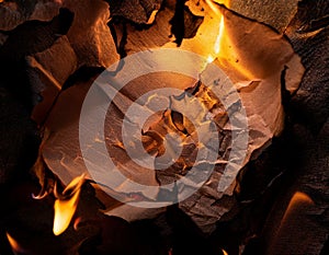 Paper background. Burning paper texture suitable as background.