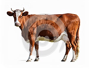 Isolated Cow on White