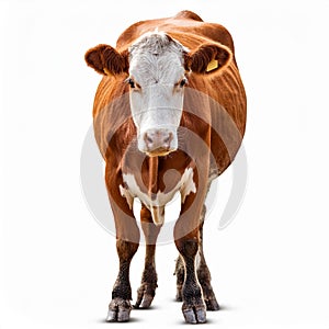 Isolated Cow on White