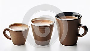 Coffee cup sizes isolated on white background.
