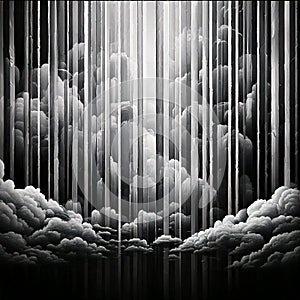 Vertical Black and White Stripes in the Sky