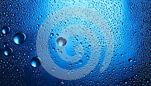 Blue Water Droplets on Reflective Surface - A Refreshing Visual