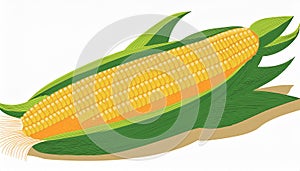 Ear of corn isolated on a white background. Fresh corncob