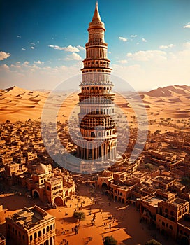 Biblical Tower of Bable. AI-Generated image.