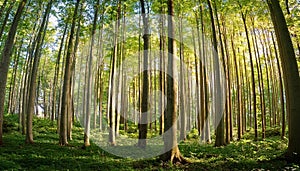 Sunlit Beech Forest